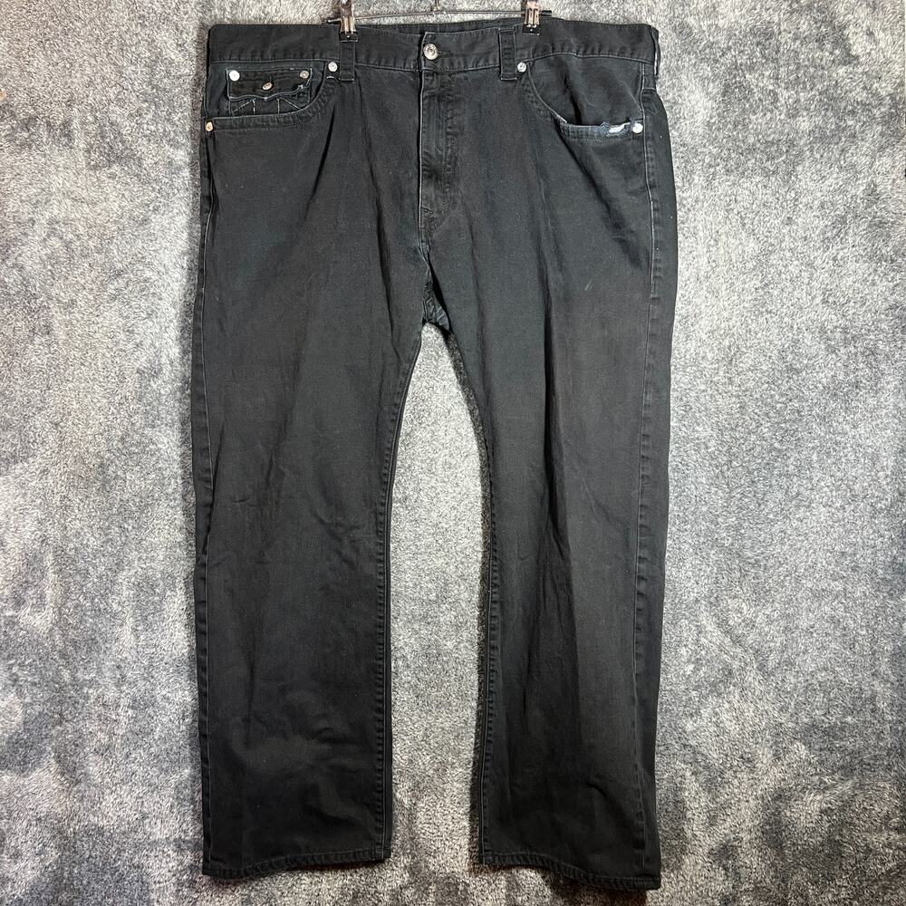 True Religion Jeans Mens 48 Black Ricky Relaxed Straight Flap Pockets Denim